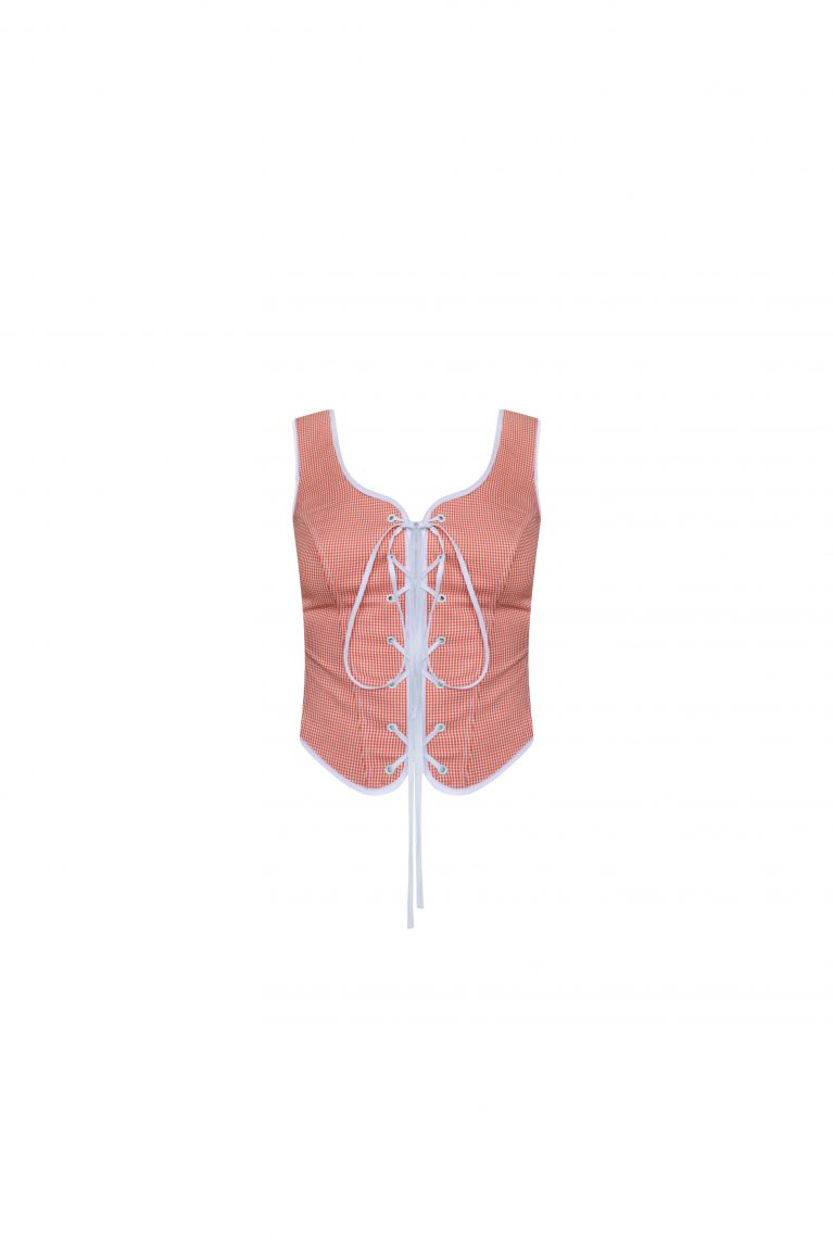 Топ-корсет на шнурівці помаранчевий