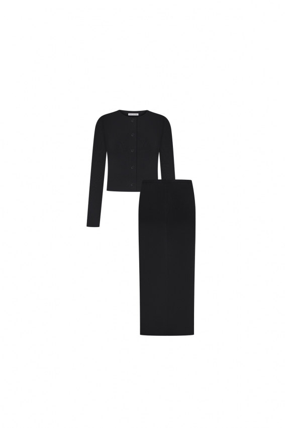 Костюм в'язаний зі спідницею чорний