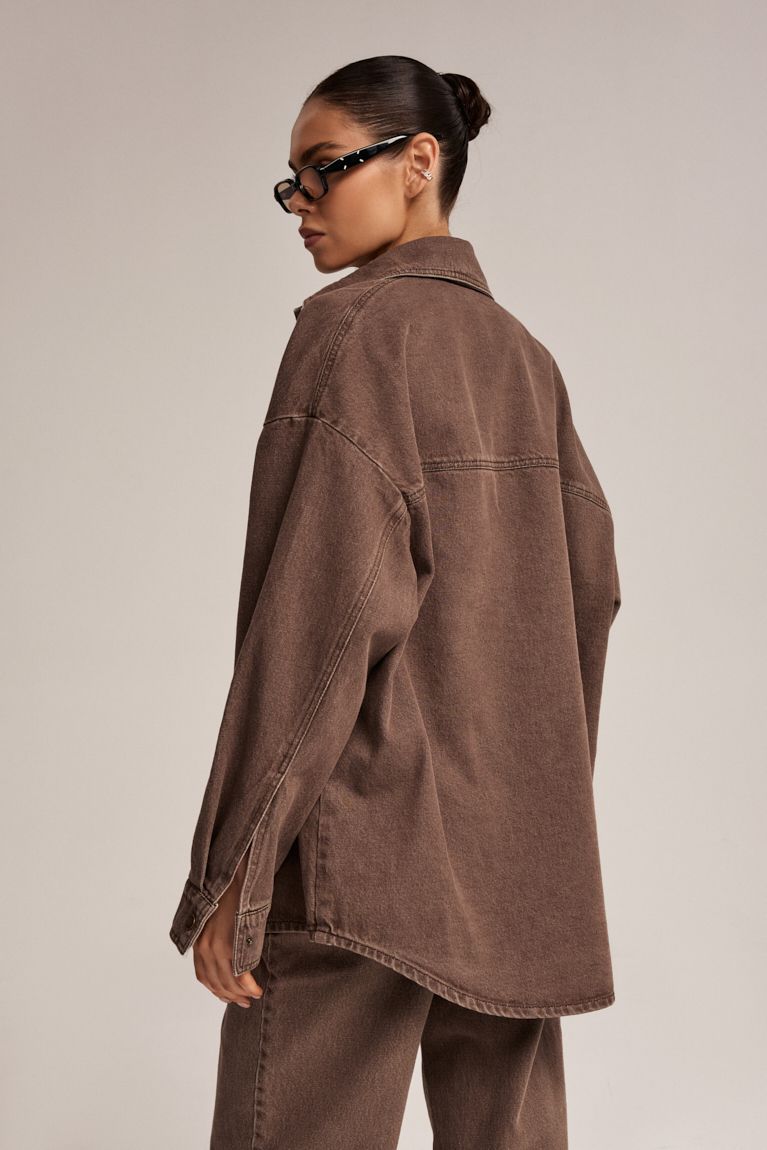 Сорочка джинс 2025 коричнева