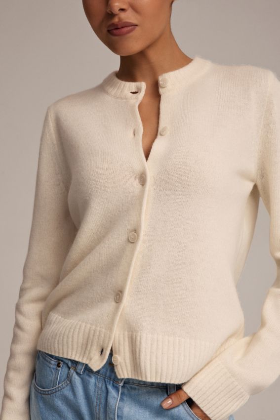 Кардиган вовна з довгим рукавом молочний