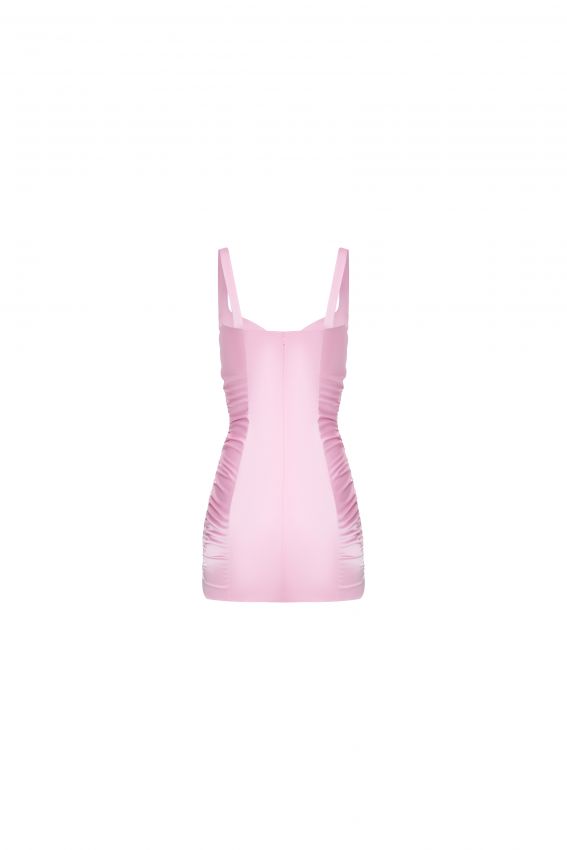 Сукня атлас з чашками рожева
