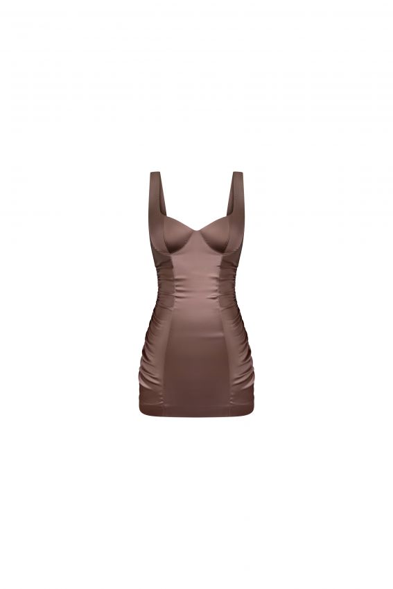 Сукня атлас з чашками шоколад