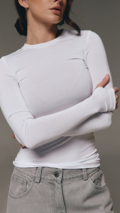 Лонгслів-рукавичка білий