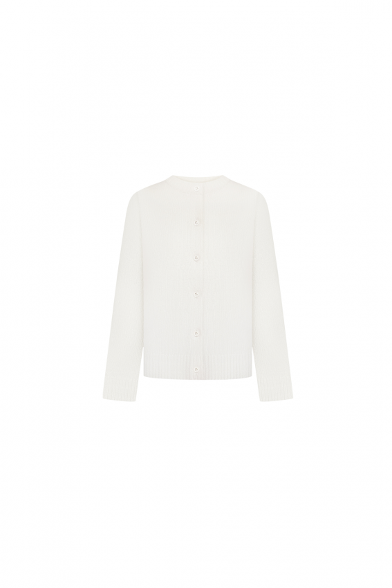 Кардиган вовна з довгим рукавом молочний