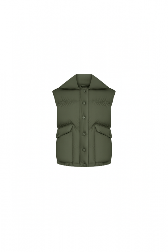 Жилет дутий на блискавці світлий хакі