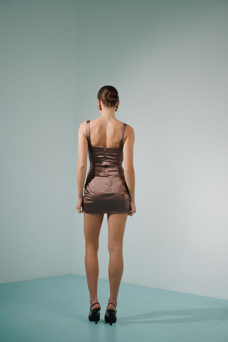 Сукня атлас з чашками шоколад