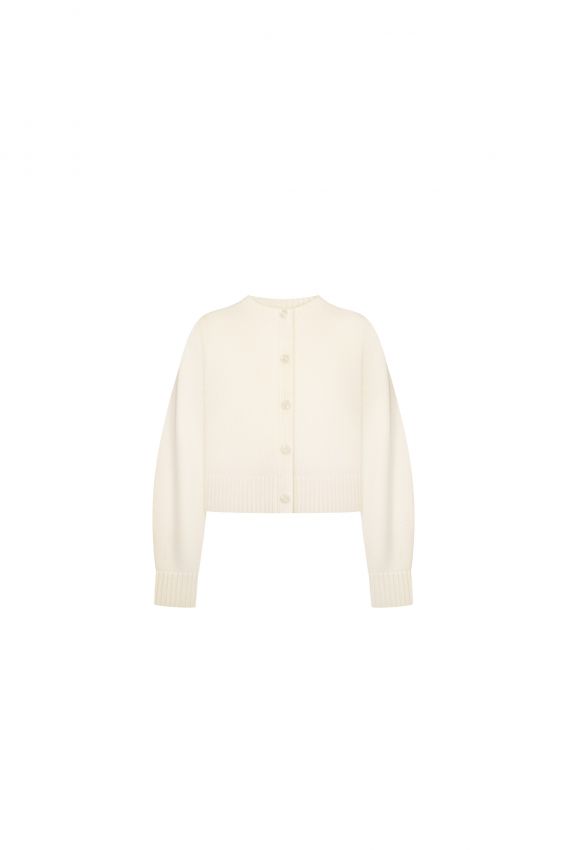 Кардиган в'язаний з довгим рукавом молочний