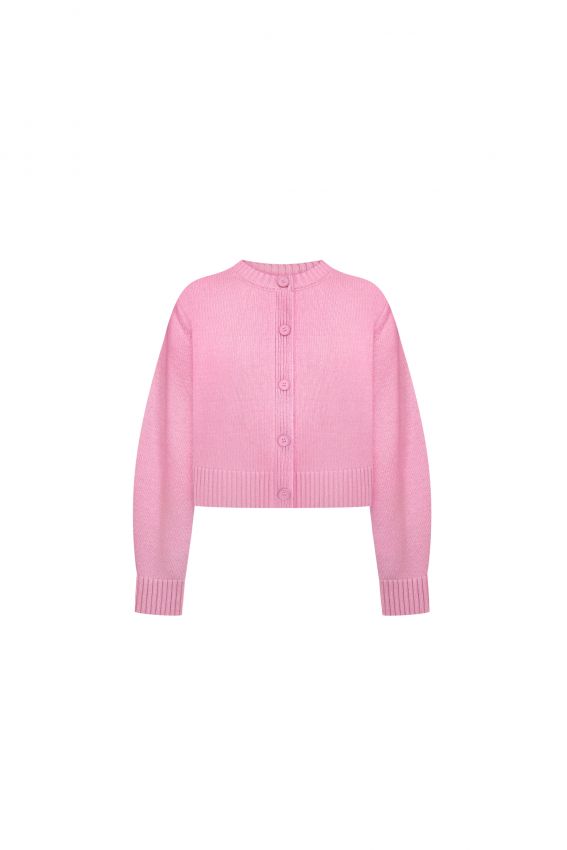 Кардиган в'язаний з довгим рукавом рожевий