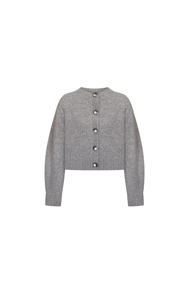 Кардиган в'язаний з довгим рукавом сірий