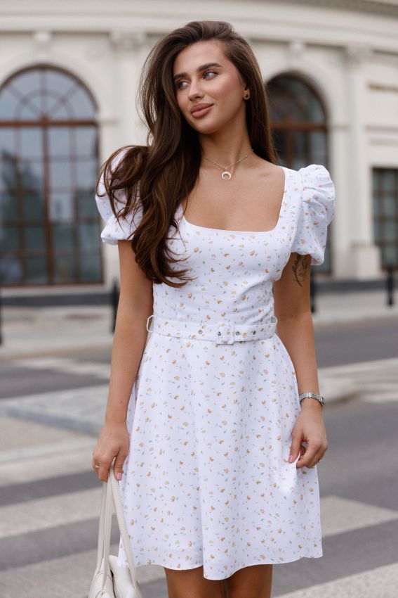 Сукня Alexa mini біла в жовту квітку