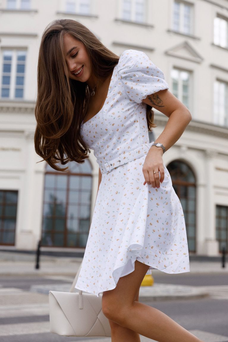 Сукня Alexa mini біла в жовту квітку