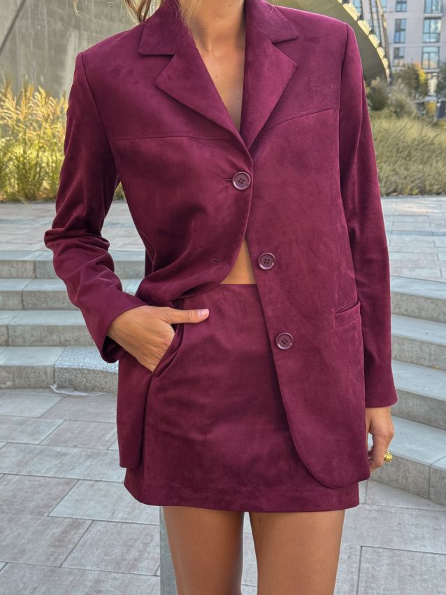 Спідниця mini замша бургунді