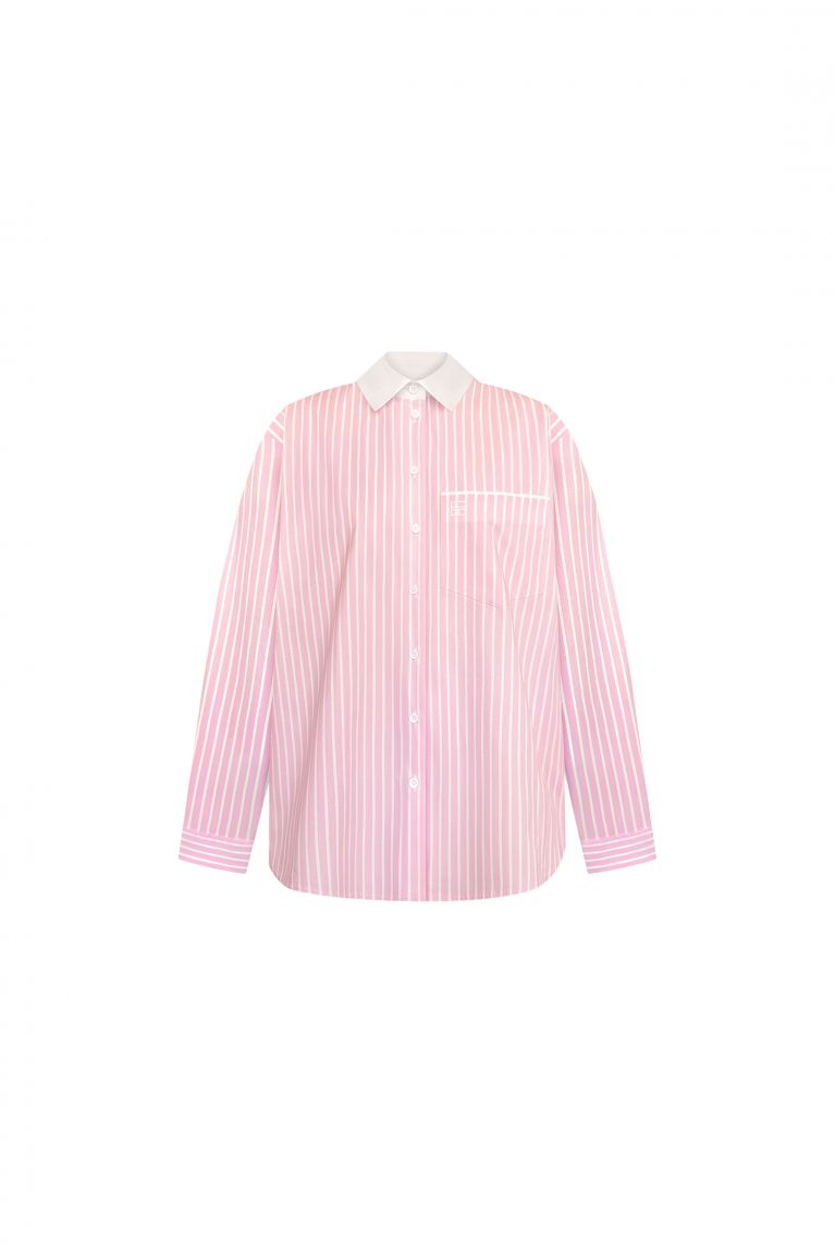 Сорочка з комірцем рожева