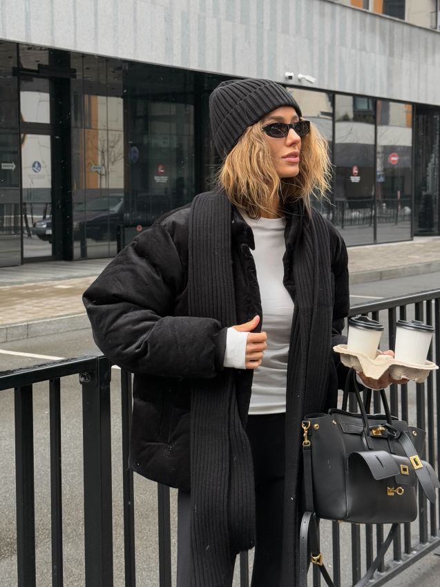 Пуфер вельвет чорний