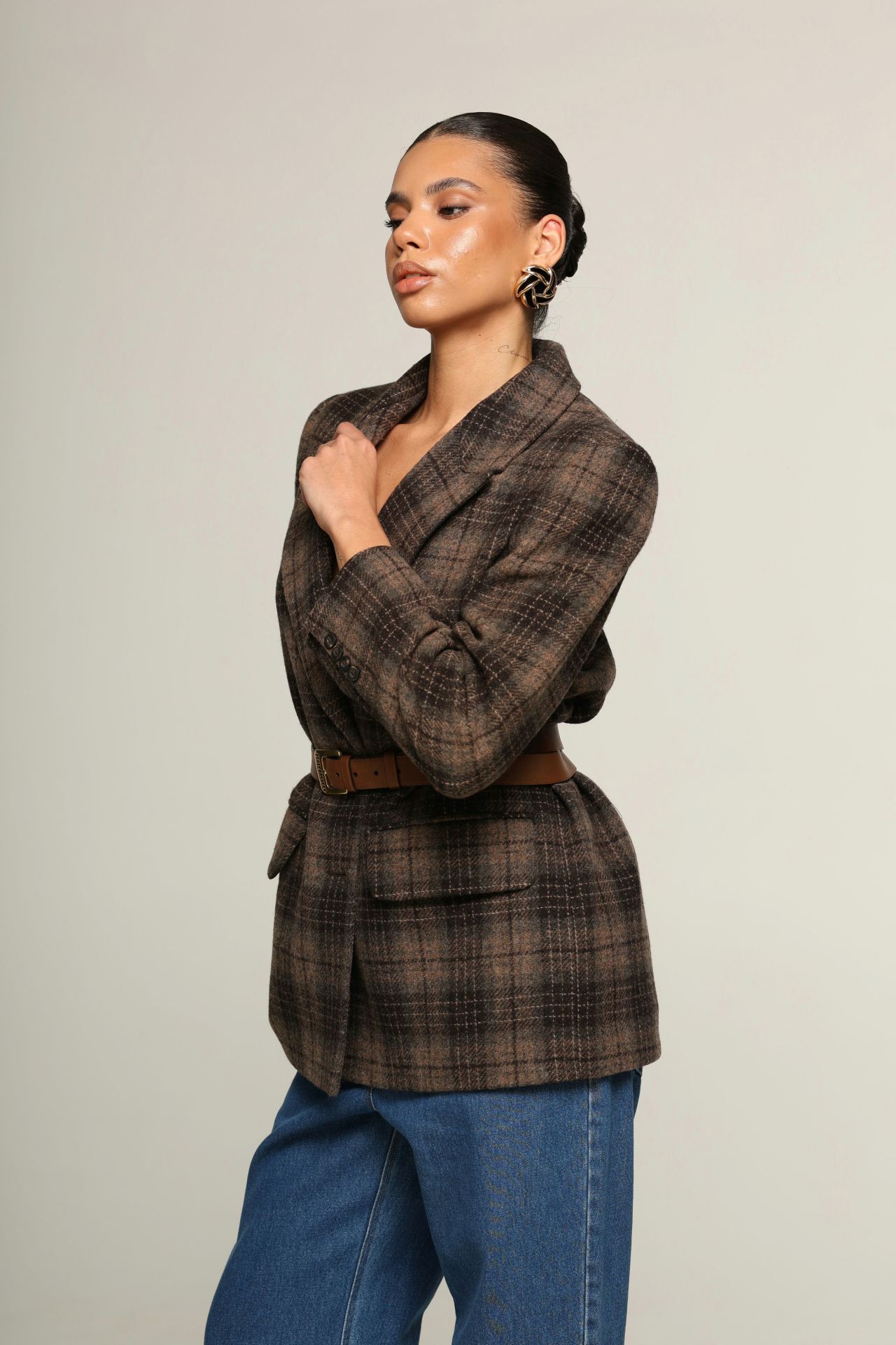 Жакет Сheckered коричневий