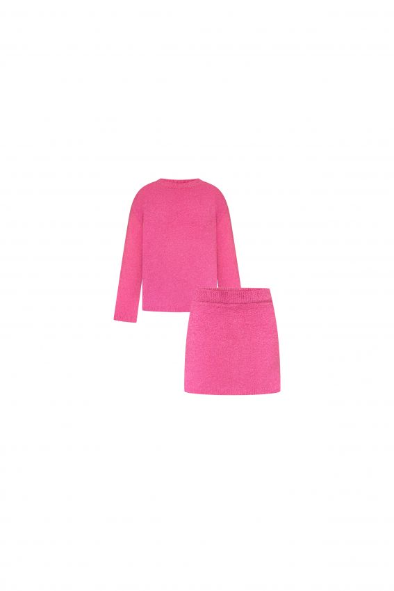 Костюм букле з довгим рукавом mini рожевий