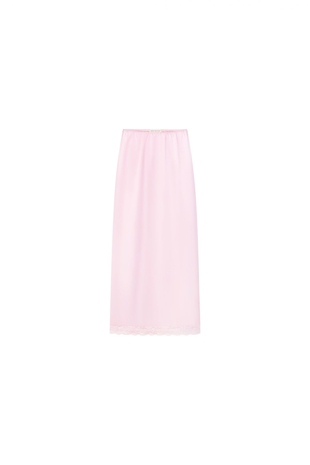 Спідниця атлас maxi з мереживом рожева