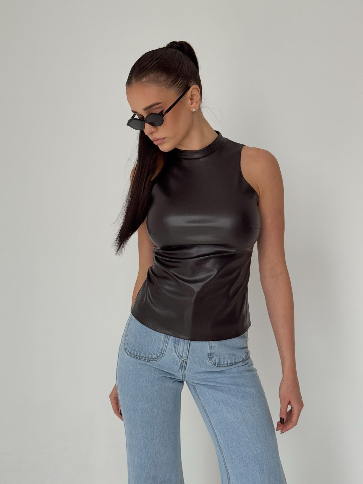 Топ еко шкіра баклажан