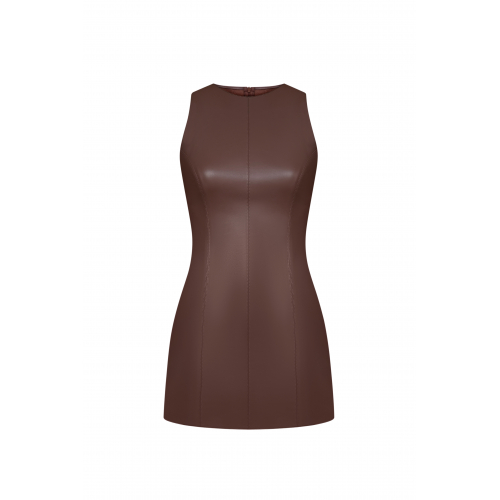 Base dress eco leather chocolate