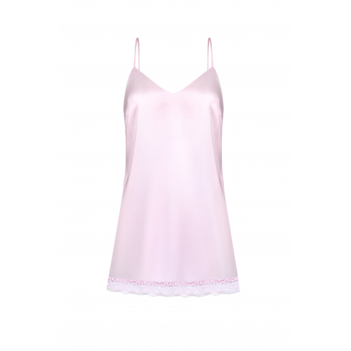 Mini slip dress with lace pink