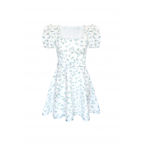 Alexa mini dress white in blue floral print