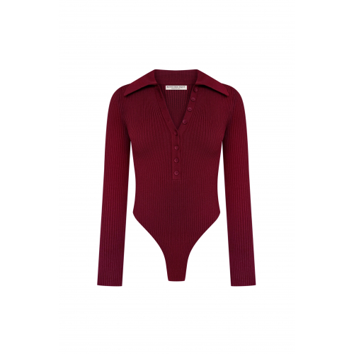 Heaven long sleeve bodysuit burgundy