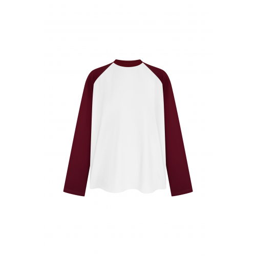 Long sleeve white and burgundy