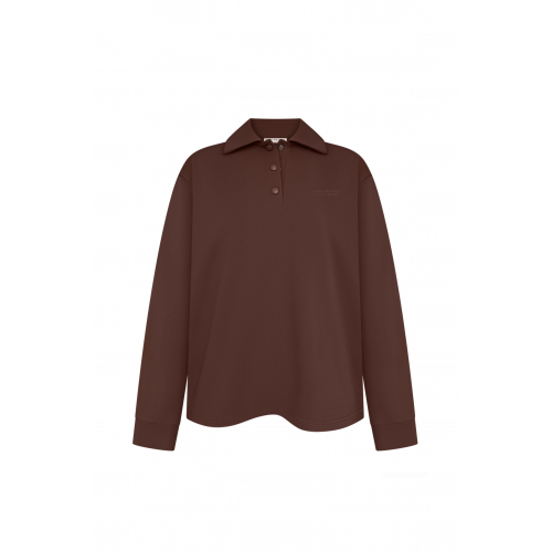 Long sleeve polo chocolate