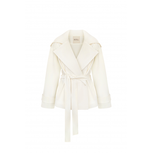 Short milk trench coat