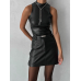 Mini skirt eco leather black