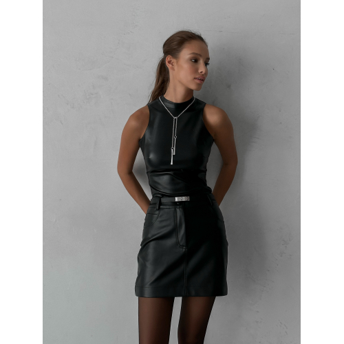 Mini skirt eco leather black