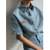 Blue jeans shirt with short sleeves