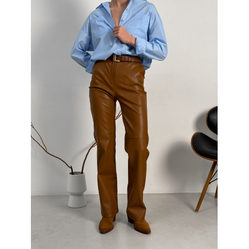 Brown eco-leather trousers