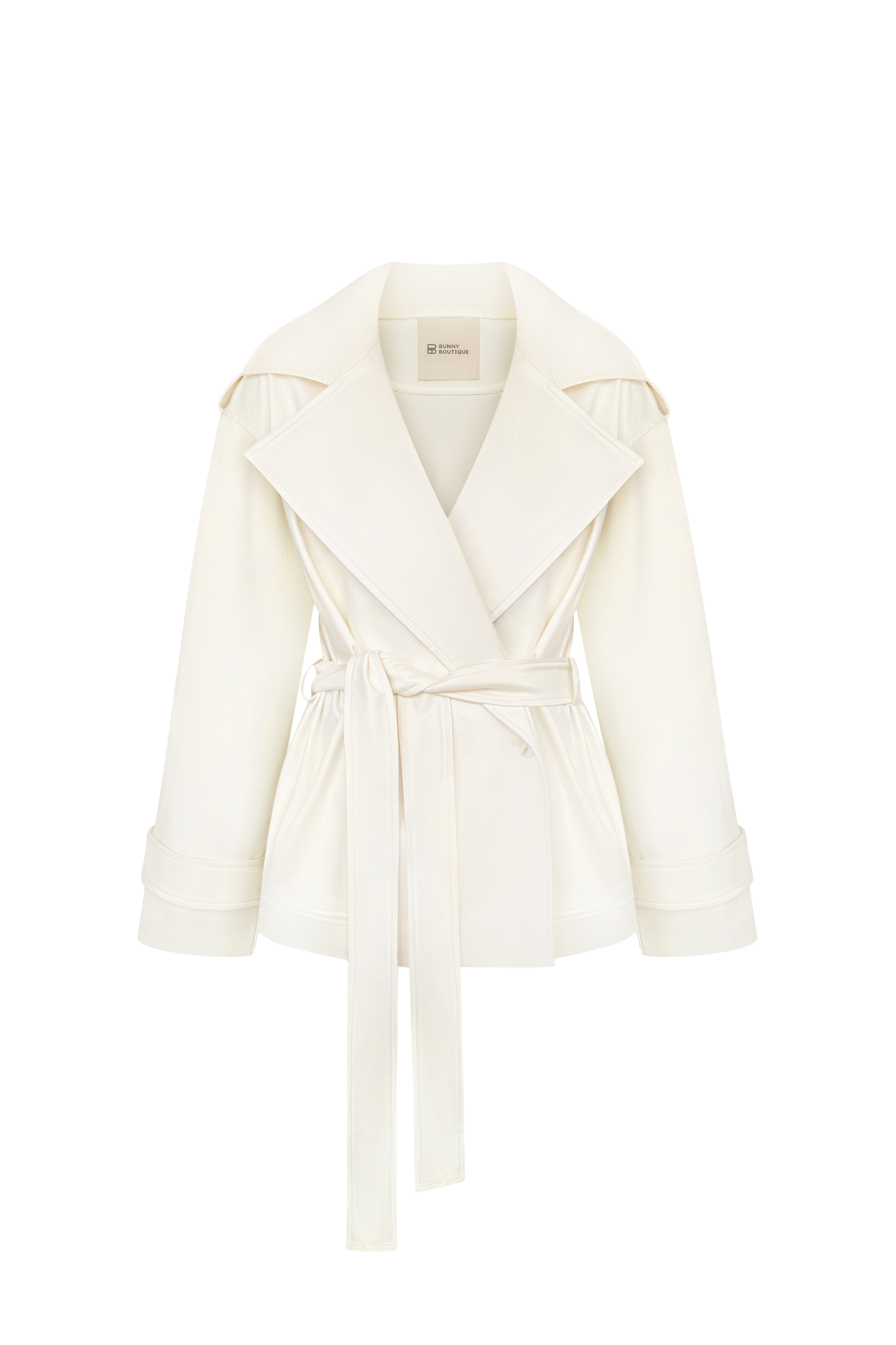 Short milk trench coat
